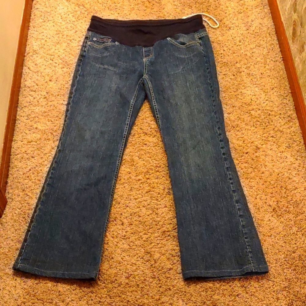 Maternity jeans women's‎ size small medium wash adjustable drawstring